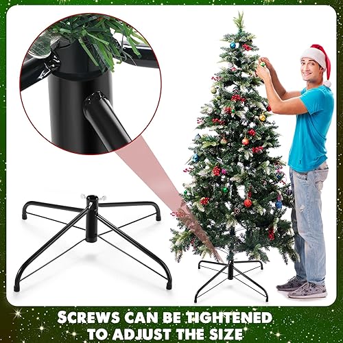 Vista 40 de Roowest Soporte plegable de metal artificial para árbol de Navidad, soporte de repuesto para Navidad (verde, 16 pulgadas)