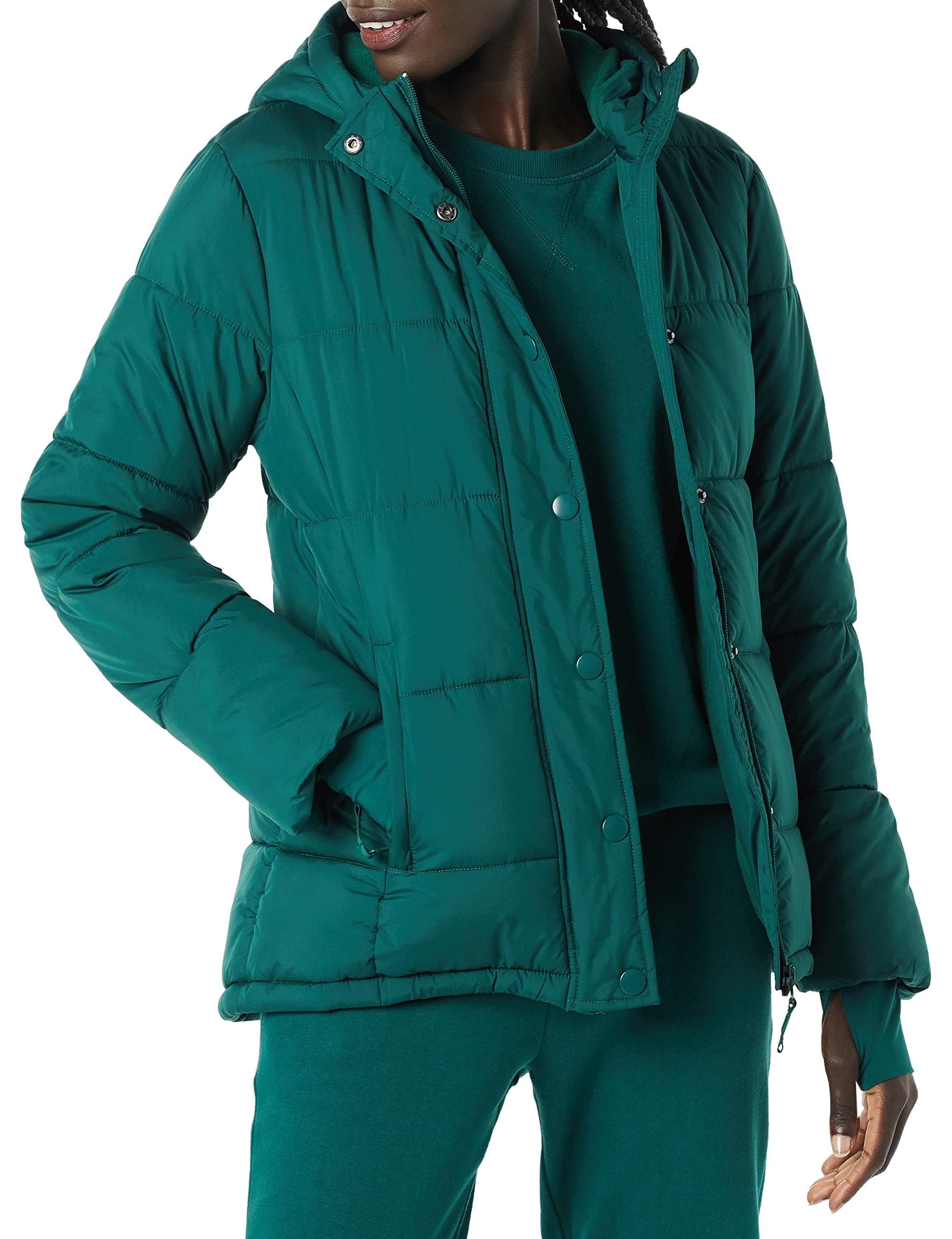 Amazon Essentials Piumino con Cappuccio a Maniche Lunghe Pesante (Taglie Forti Disponibili) Donna