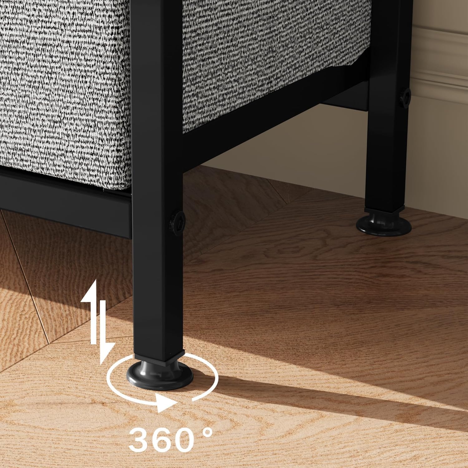 TrailBlaze 39'' TV Stand for TV up to 50'', Entertainment Center with 2 Fabric Drawer & Open Shelf, Adjustable Footpads, Wood Table Top, Small TV Media Console Table for Living Room, Bedroom, Black