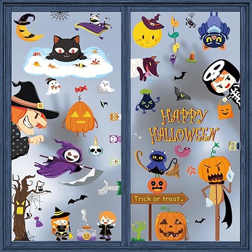 Adhesivos de Halloween para ventana, 9 hojas de decoración de ventana de Halloween, calcomanías de Halloween para ventana, lindo fantasma de