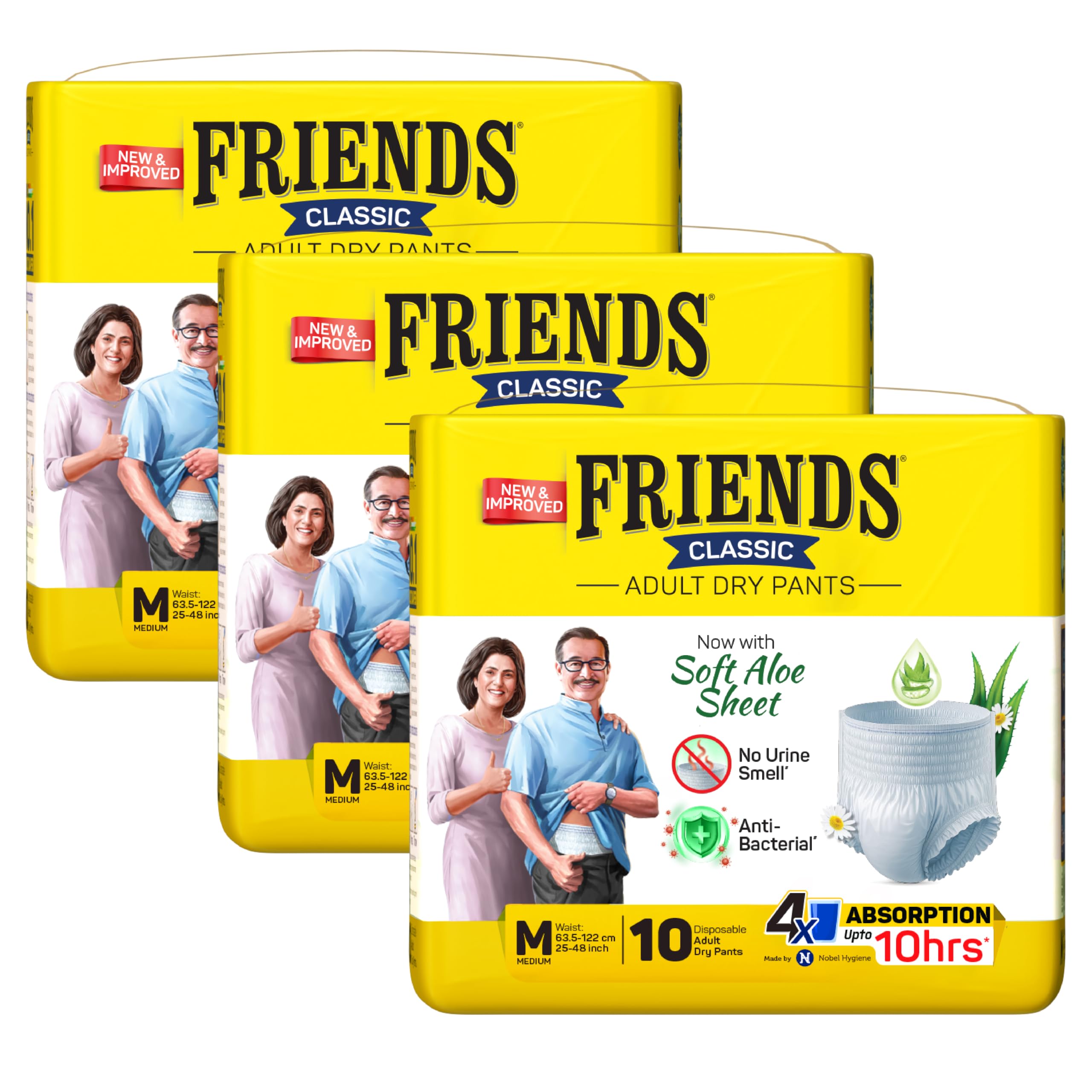 Friends Classic Adult Diapers Pants Style - 30 Count (Medium) with odour lock, Unisex, Leakproof, Elastic Waist and Anti-Bacterial Absorbent Core - Waist Size 25-48 inch; 63.5-122 cm-image-32