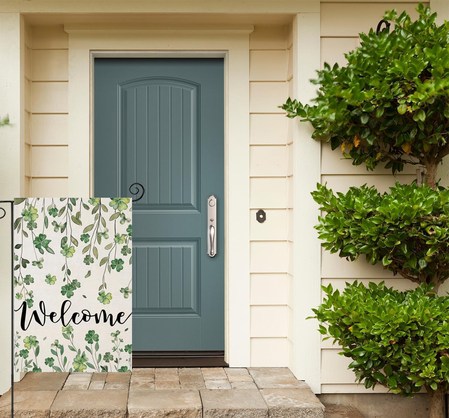 Welcome St Patricks Day Garden Flags for Outside, Watercolor Lucky Shamrock Leaves Small Seasonal Decoration for Holiday Irish Anniversary Yard Outdoor Decor 12x18 Inch Double Sided - Image 5