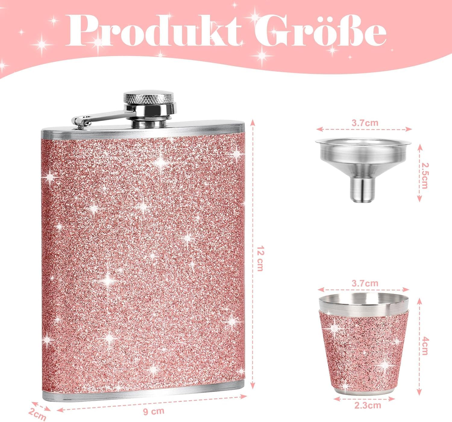 Piersiówka ze stali nierdzewnej i lejek mały kubek różowy kubek do wódki z 2 sztukami kieliszków do wódki stal szlachetna piersiówka skóra 8oz/240 ml Hip Flask na podróż JGA impreza jako prezent