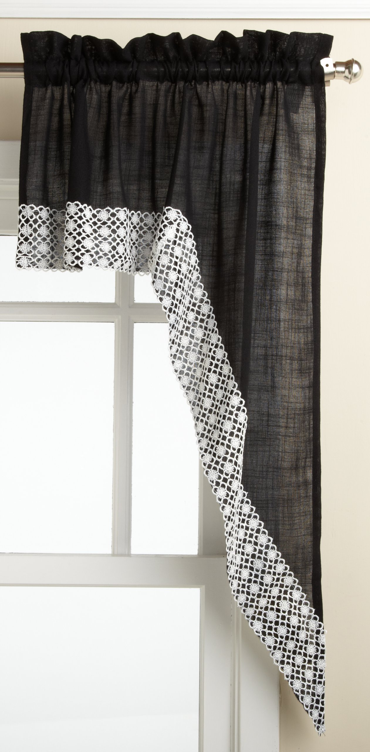 Valance Salem cortina negra a medida de 152cm que regula la claridad alta con ondas de tela