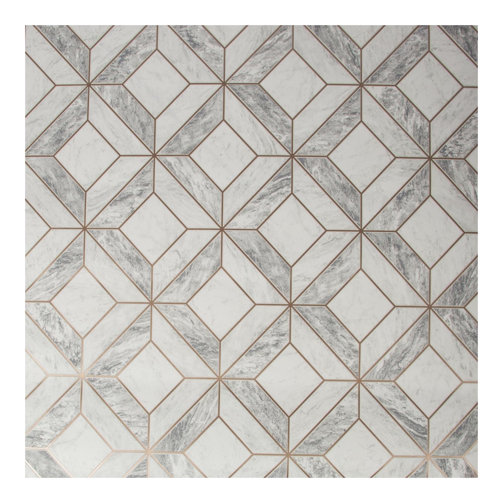 Contour Unisex Grey /White Marble Marquetry Washable Wallpaper In | Size: 10000Mm_x_520mm