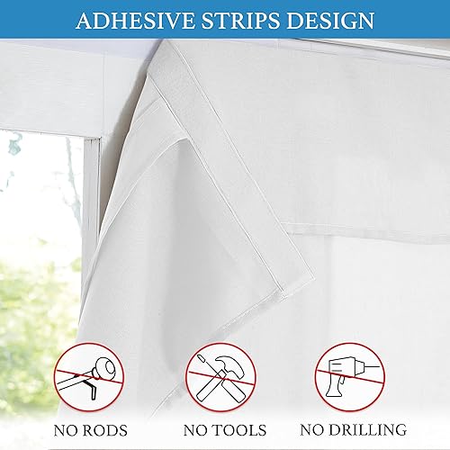 Miniatura 5 de RYB HOME Cortina pequeña para ventana de puerta, de mezcla de lino, transparente, para puerta delantera, puerta trasera, cocina, puerta doble, aula,