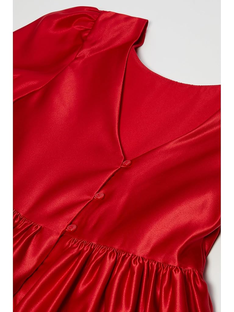 Red Janie and Jack Satin Tulip Sleeve Dress (Toddler/Little Kids/Big Kids)