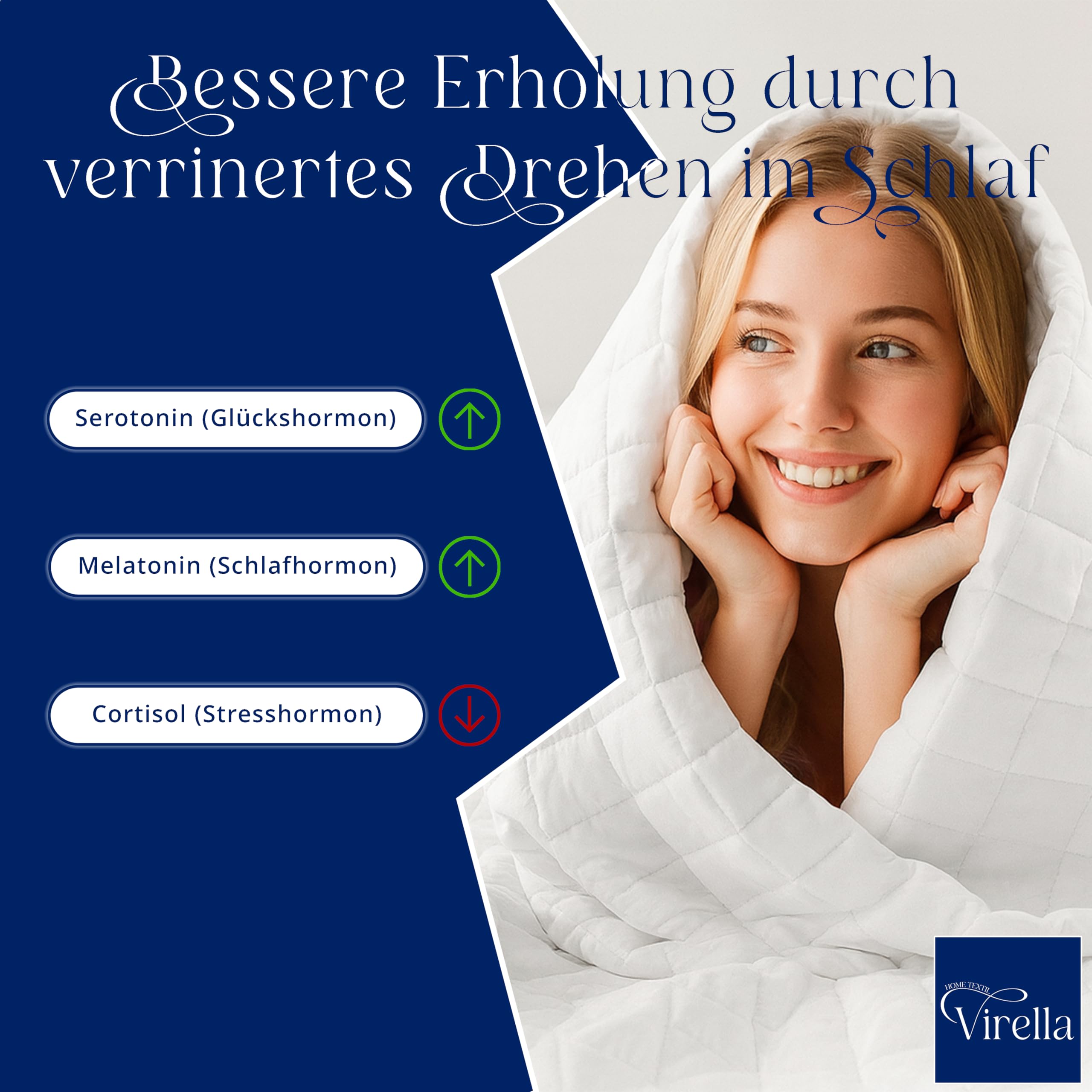 Virella Gewichtsdecke 135x200 7kg 100% Baumwolle Anti Stress Therapiedecke Schwere Decke