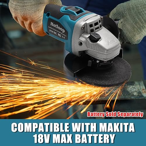 Vista 7 de Amoladora angular inalámbrica para batería Makita de 18 V, amoladora angular con motor sin escobillas de 3 velocidades ajustables a 7000 RPM, 3