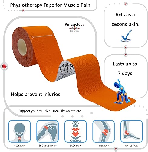 Vista 23 de Cinta de kinesiología precortada con dispensador – Cinta muscular deportiva sintética – Negro – Rollo de 16.4 ft – 20 tiras – Cinta de fisioterapia