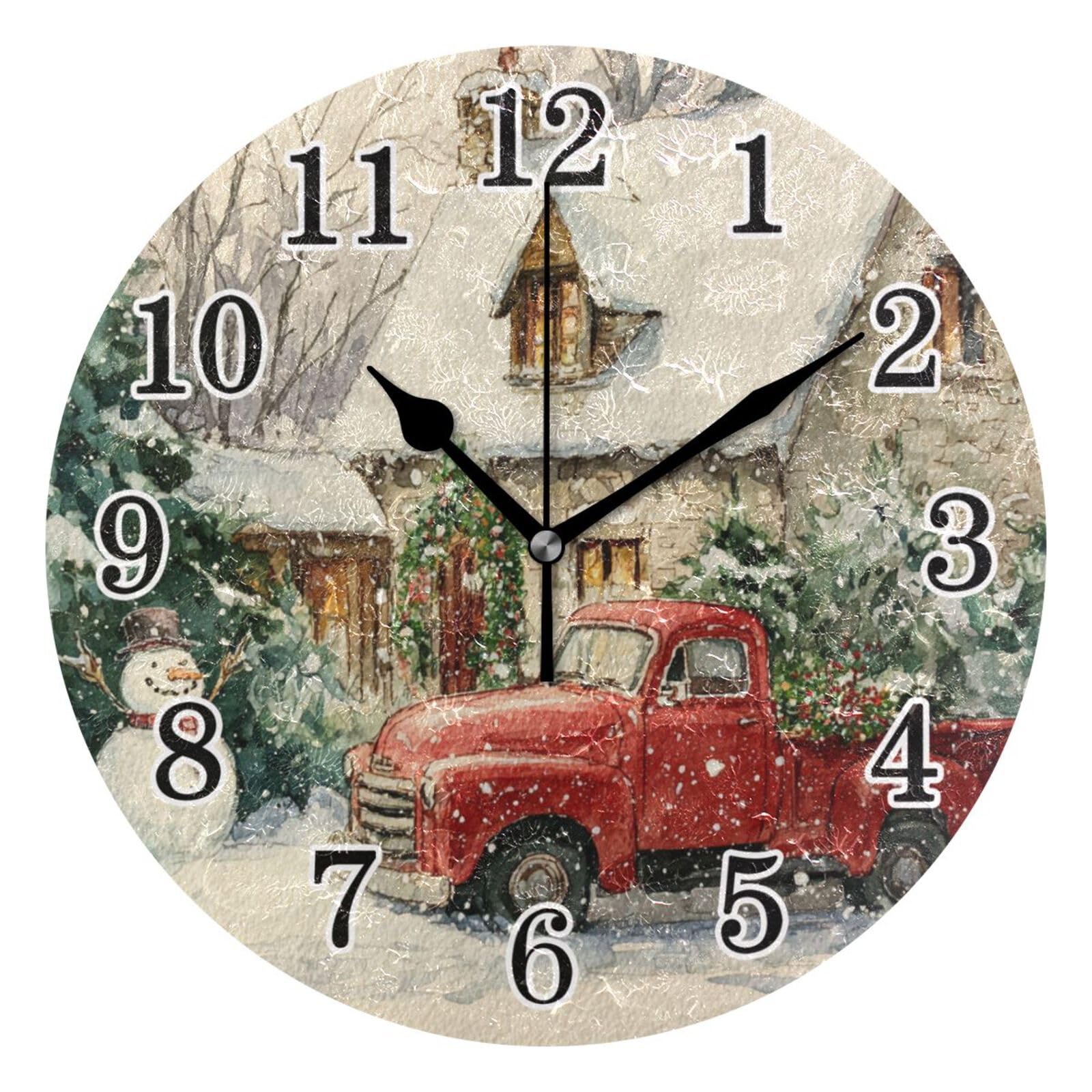 Horloge murale pour café et maison sans bruit de tic-tac pendule de Noël 25cm