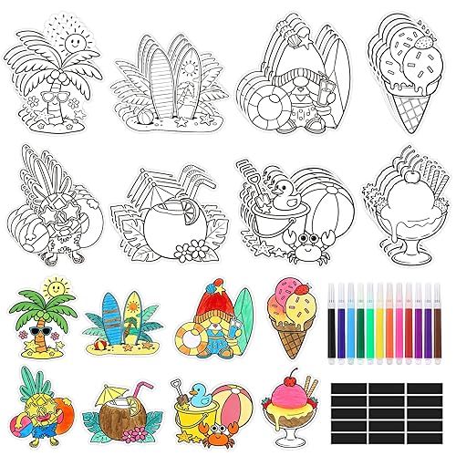 32 PCS Summer Crafts Bulk Fridge Magnet Kit, Paint Your