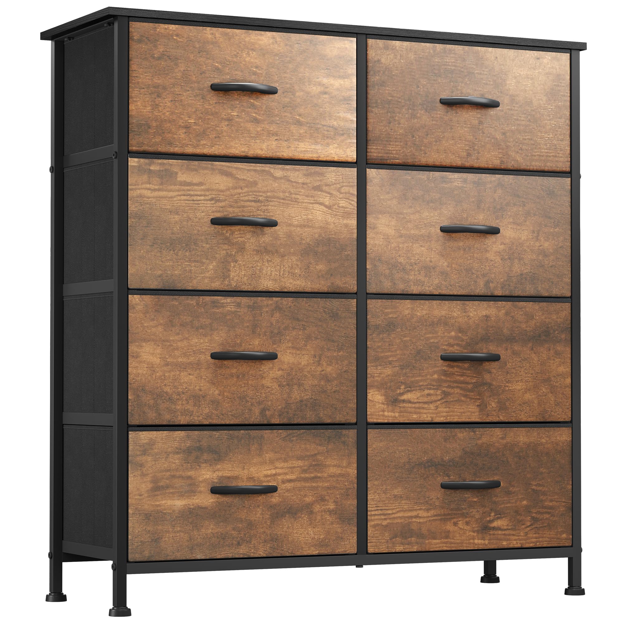 YITAHOME Fabric Dresser for Bedroom, Tall Storage Tower with 8 Drawers, Rustic Dresser & Chest of Drawers, Storage Drawer Organizer for Closet, Bedroom, Living Room