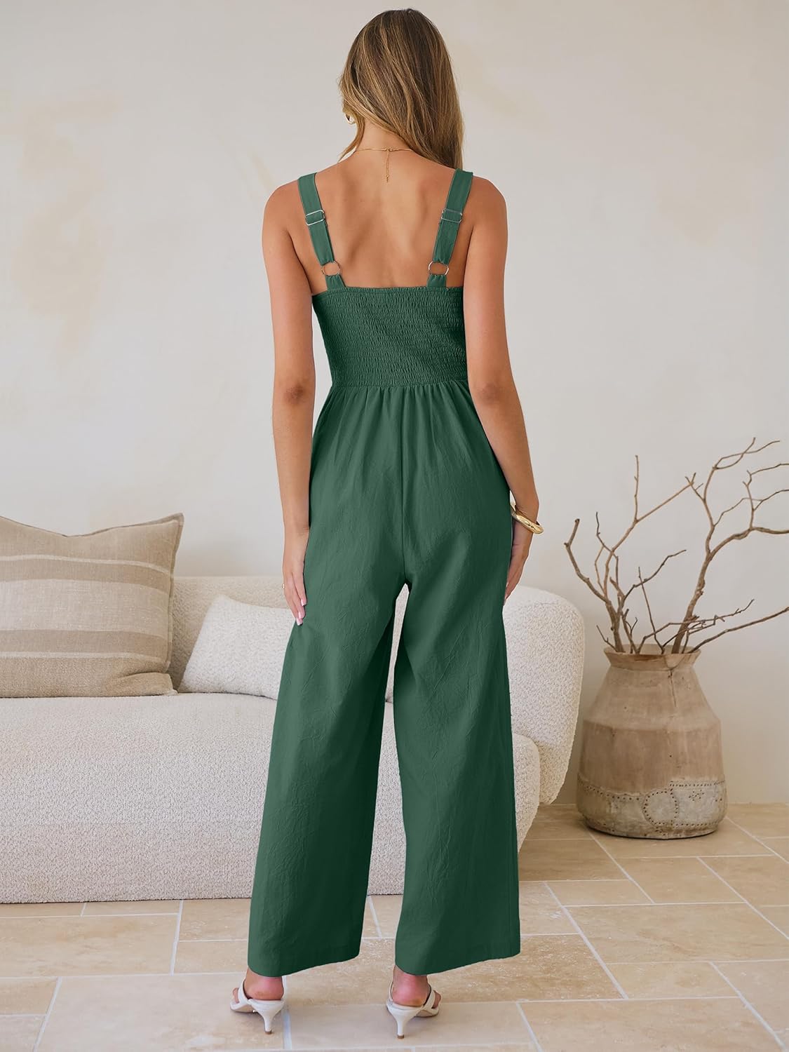 ANRABESS Womens Jumpsuit Casual Summer Wide Leg Sleeveless Smocked One Piece Romper 2026 Beach Travel Vacation Jumper Outfits - Image 4