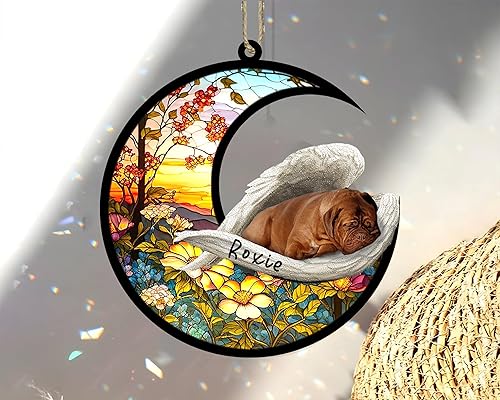 Miniatura 453 de Chow Chow Dog Memorial Suncatcher, adorno de Navidad Chow Chow con nombre, atrapador de pérdida de mascotas, regalos para los amantes de los perros