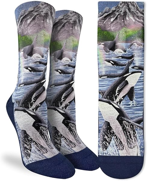Good Luck Sock Women's Breaching Orcas Socks, Adult, Shoe Size 5-9 - 1