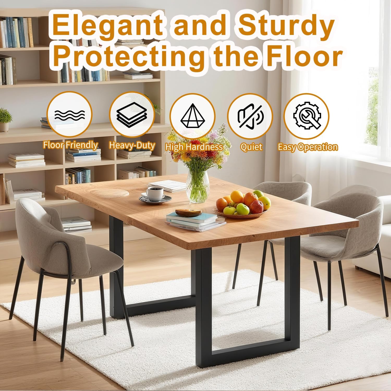 Yahpetes Table Legs 2 Pcs Metal Furniture Legs 24”W x 28”H Black Cast Iron Bench Legs Heavy Duty Industrial Dining Table Legs Coffee Table Legs (Rectangle, 24”X28”)