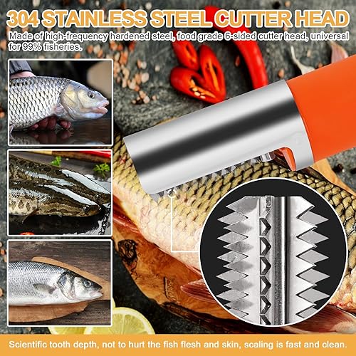 Miniatura 5 de Removedor eléctrico de pescado, potente raspador de pescado, juego de limpiador de escamas de pescado inalámbrico, raspador automático recargable,