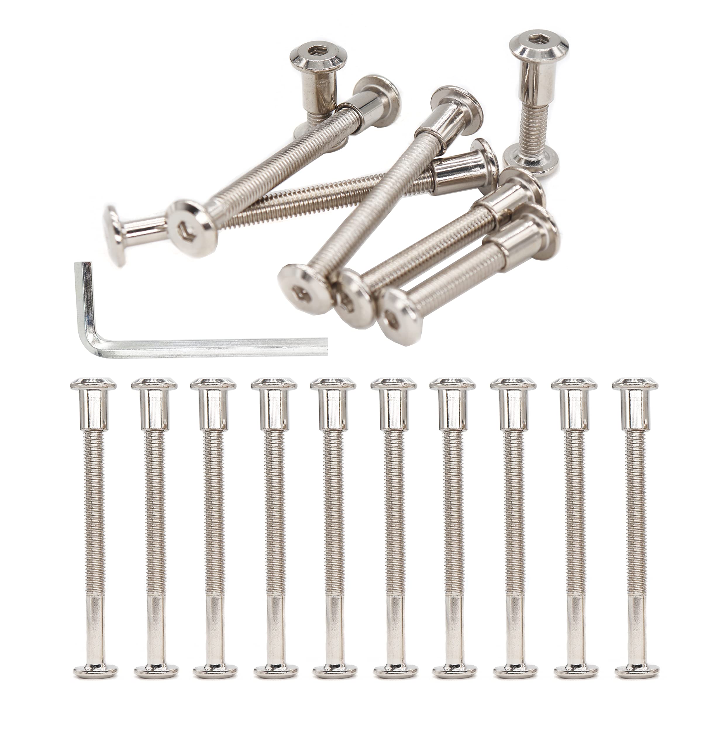 cSeao 12-Pack M6x75mm Allen Rivet Bolts Rivets Cap Nuts for Furniture Connecting Nickel Plated