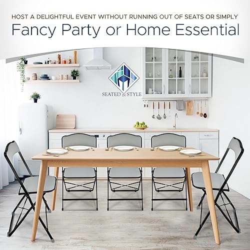 Miniatura 16 de Sillas plegables con asientos acolchados, paquete de 4, sillas plegables con marco de acero de alta resistencia, elegantes sillas de puente de