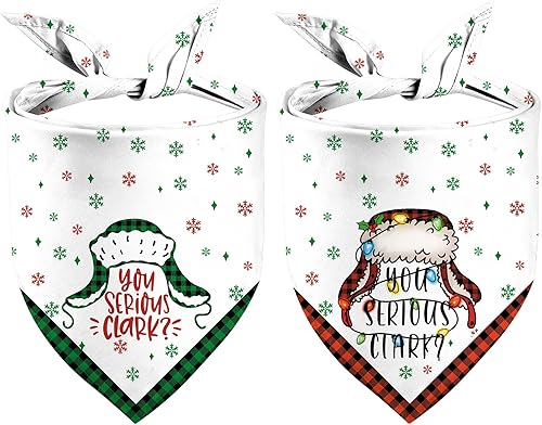 Christmas Dog Bandanas 2 Pack Funny Hat Buffalo Plaid Dogs Scarf Reversible Xmas Vacation New Year Puppy Dog Kerchief Holiday Pet Gifts