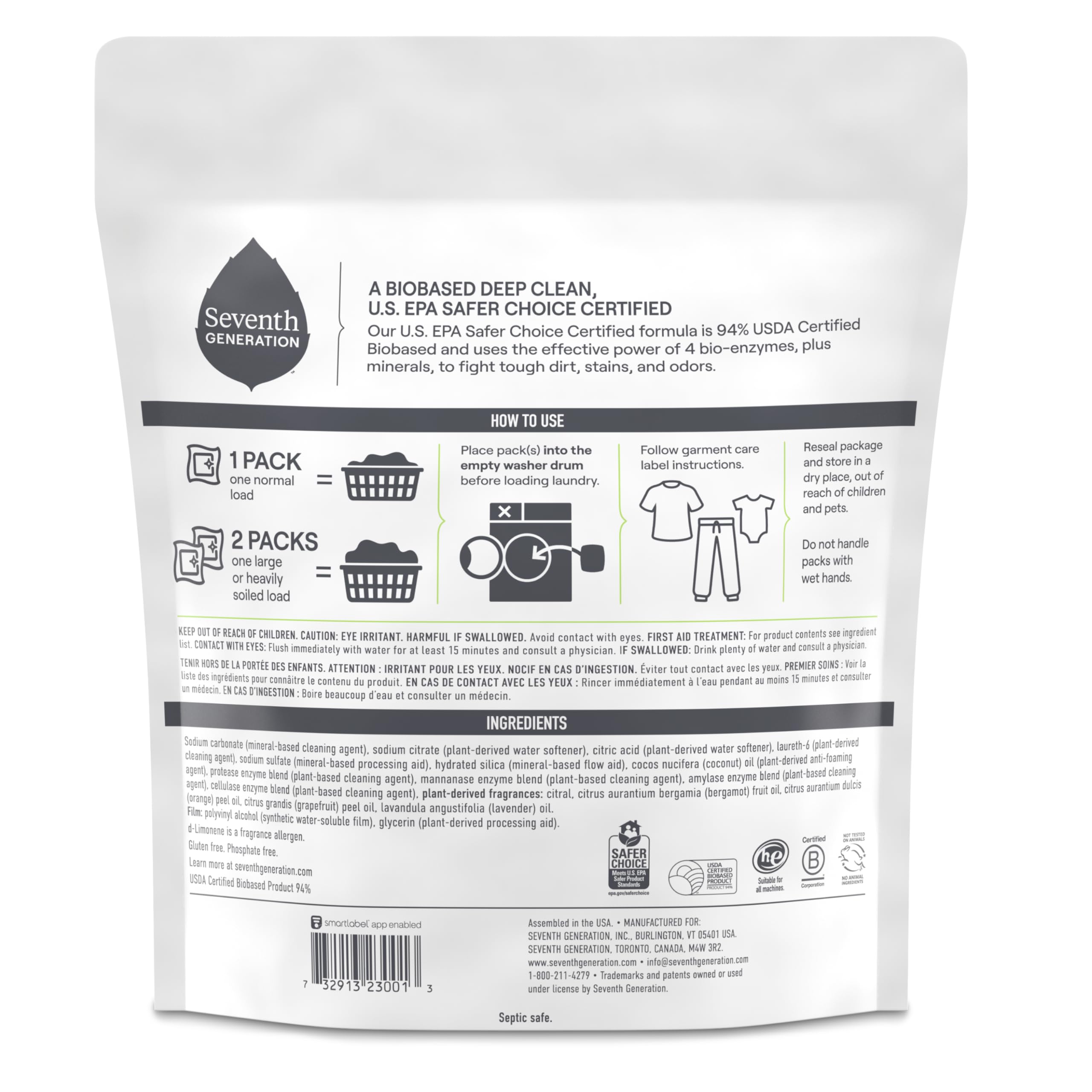 Seventh Generation, Waschmittelpackungen Ultra Power Plus, 42 Stück, 840 ml