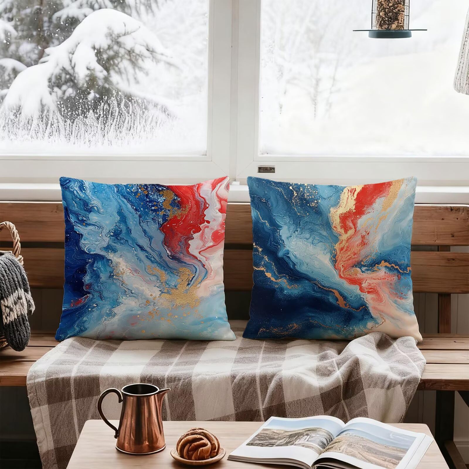 Blu Federe Cuscini Divan 60x60 Rosso Federe Cuscino Letto Super Morbido Copricuscino Letto Set di 4 Cuscini Divano Decorazioni Autunnali Copricuscini Arredamento Casa, Sedia Soggiorno Giardino E - 722
