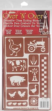 Armour Products 21-1680 Over N Over Glass Etching Stencil Farm Friends