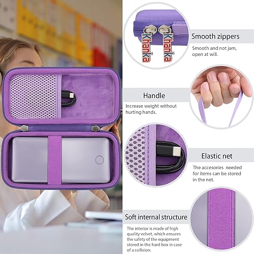 Miniatura 8 de khanka Estuche de viaje rígido de repuesto para banco de energía Anker 325535 PowerCore 20K cargador portátil 20000mAh, solo funda (morado)