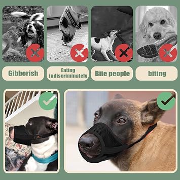 Dog Muzzle, Soft Air Mesh Breathable Muzzle for Small Medium Large Dogs with Adjustable Loop Pet Muzzle Puppy Muzzle for Anti Biting Barking Chewing (L)