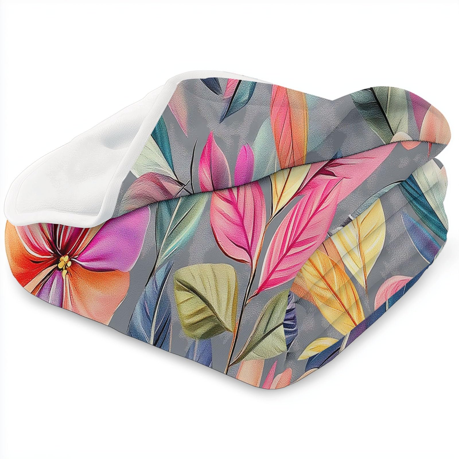 220 x 240 cm Manta de vellón Color, Flores De Acuarela Plumas Mantas de Franela de Microfibra Suaves, cálidas, esponjosas y Ligeras con Estampado 3D, para Cama sofá Colcha para niños