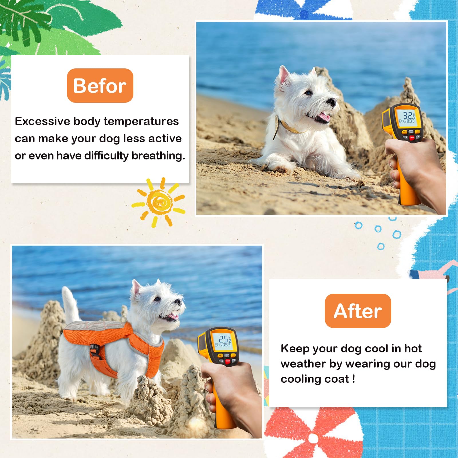 Chaleco Refrescante para Perros, Cómodo Chaleco Refrigerante para Perros Transpirable Chaleco Refrigerante Perro, Ropa de Frio para Perros para días Calurosos de Verano, Naranja XS
