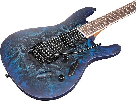 Ibanez S770-CZM S-Series DiMarzio PU Mounted Wrap Coating Cosmic Blue Frozen Mat