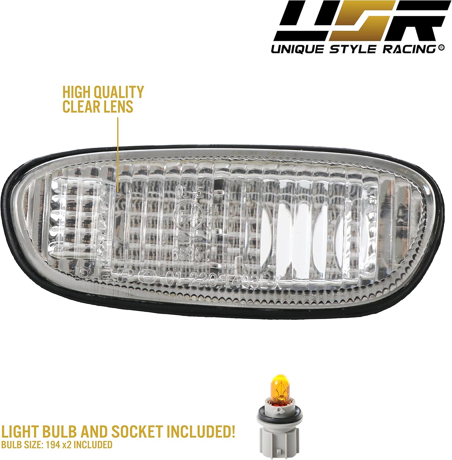 USR DEPO 93-01 Impreza Side Marker Lights - Fender Sidemarkers Lamps (Left + Right) Compatible with 1993-2001 Subaru Impreza (All Clear Lens with Amber Bulbs and Sockets)