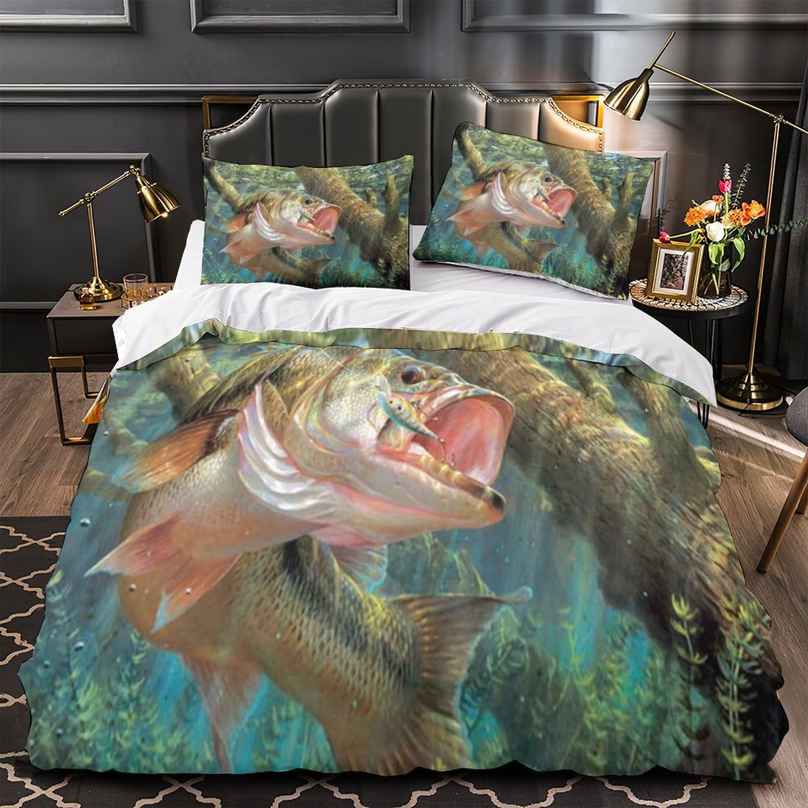 Housse de couette dauphin et faune marine pour chambre d'enfant lit simple