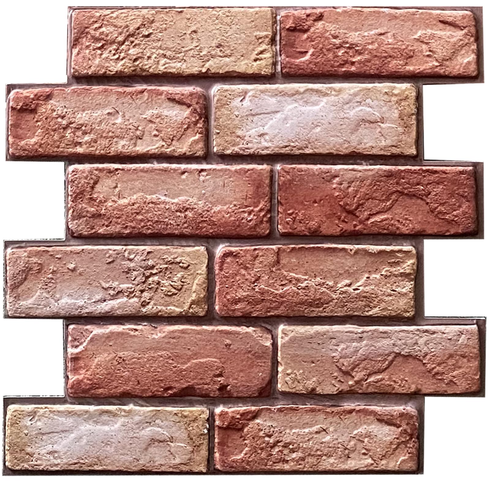 3D Self Adhesive Wall Panel,3D Brick Effect Wall Panels PVC Waterproof Art WallPanels Decoration for Office Living Room Bedroom Kitchen House,10PCS 11.8 x 11.8 inch.