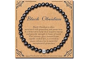 BONNY BOXX 4mm Black Obsidian Healing Bracelet for Unisex