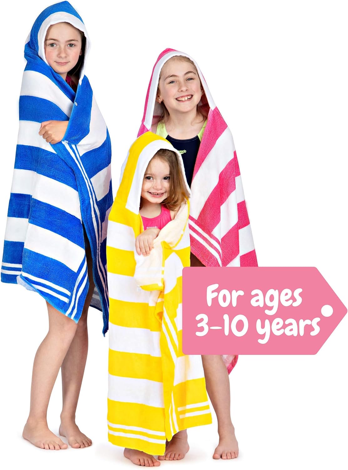 Premium Hooded Beach Towel for Kids Aged 3-10 | Drawstring Carry Bag Included | Size 30"x50" | Classic Children's Beach Towels for Girls and Boys | 100% Cotton Kids Beach Towel- Starfish Pink