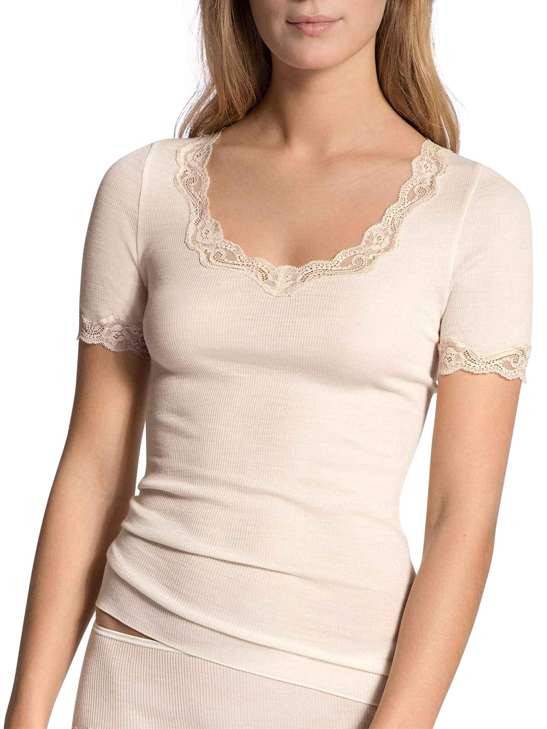 CALIDA Top Manches Courtes Richesse Lace Laine & Soie