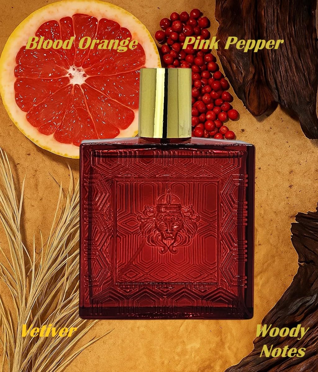 Lion Versatile For Man, Red Flame, Pour Homme & Black Flame, Cologne for Men 4-piece Set, 4x100ml/3.4 Fl.Oz, Eau de Toilette, Long-lasting mint, orange, neroli & vetiver notes for day and night