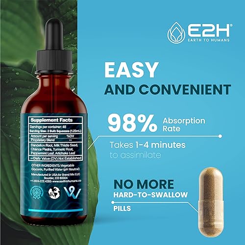 Miniatura 3 de E2H Suplemento de apoyo hepático y suplemento de hongo Cordyceps  Vegano, sin OMG - 2 onzas líquidas cada uno (4 onzas líquidas en total) - Paquete