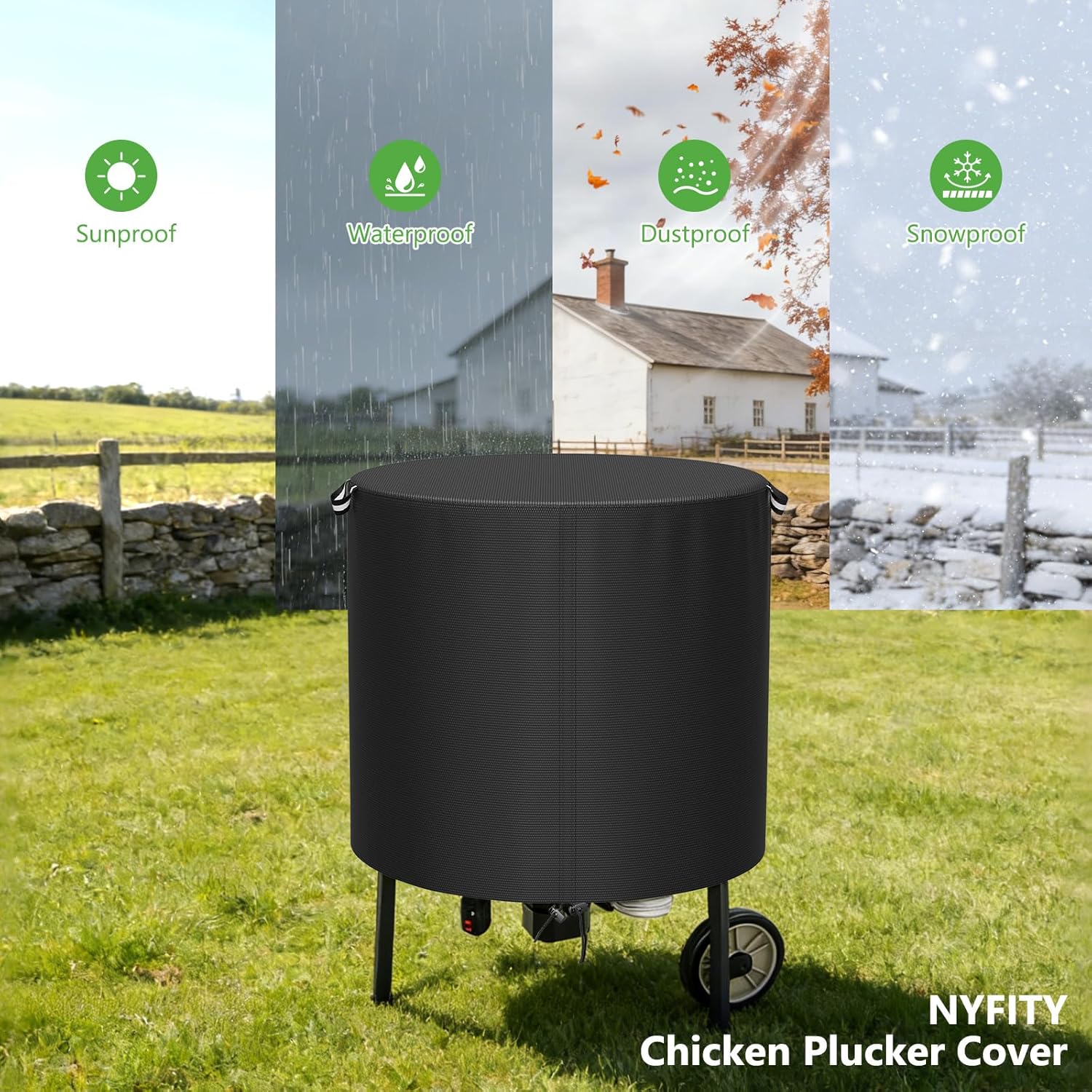 Chicken Plucker Cover, Fits 20" Drum Plucker, Waterproof Heavy Duty Oxford Chicken Plucker Machine Cover, Compatible with SuperHandy, VEVOR, Yardbird and Kitchener