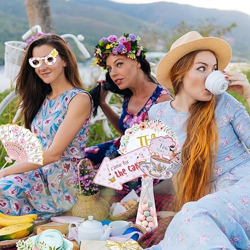 Miniatura 5 de SUNBEAUTY 14 piezas de decoración de fiesta de té, decoración de fiesta de té, suministros de fiesta de Alicia en el país de las maravillas, fiesta