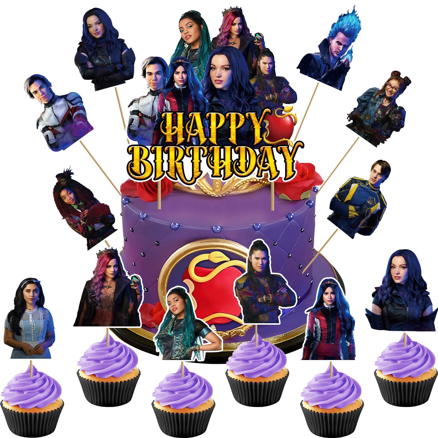 Movie Theme Birthday Decorations, 13 Pcs Happy Birthday Cupcake Toppers for Cartoon Party Cake Decor Supplies, Cartoon Movie Party Cake Decorations