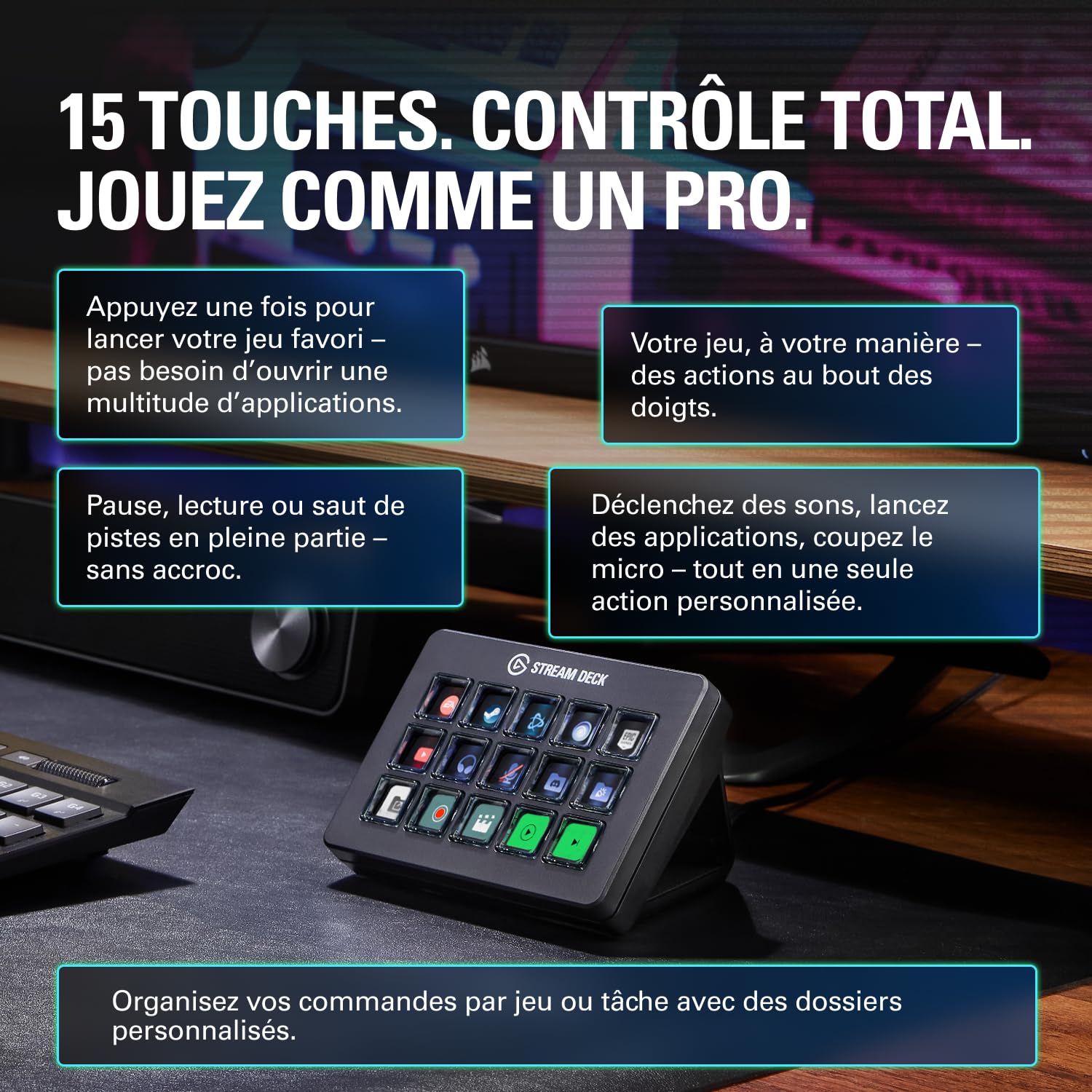 Elgato Stream Deck Scissor Keys – Contrôleur de Flux avec Touches Macro Personnalisables pour OBS, Twitch, Discord, Teams, Photoshop et Plus: Windows 10, macOS 13 ou Plus