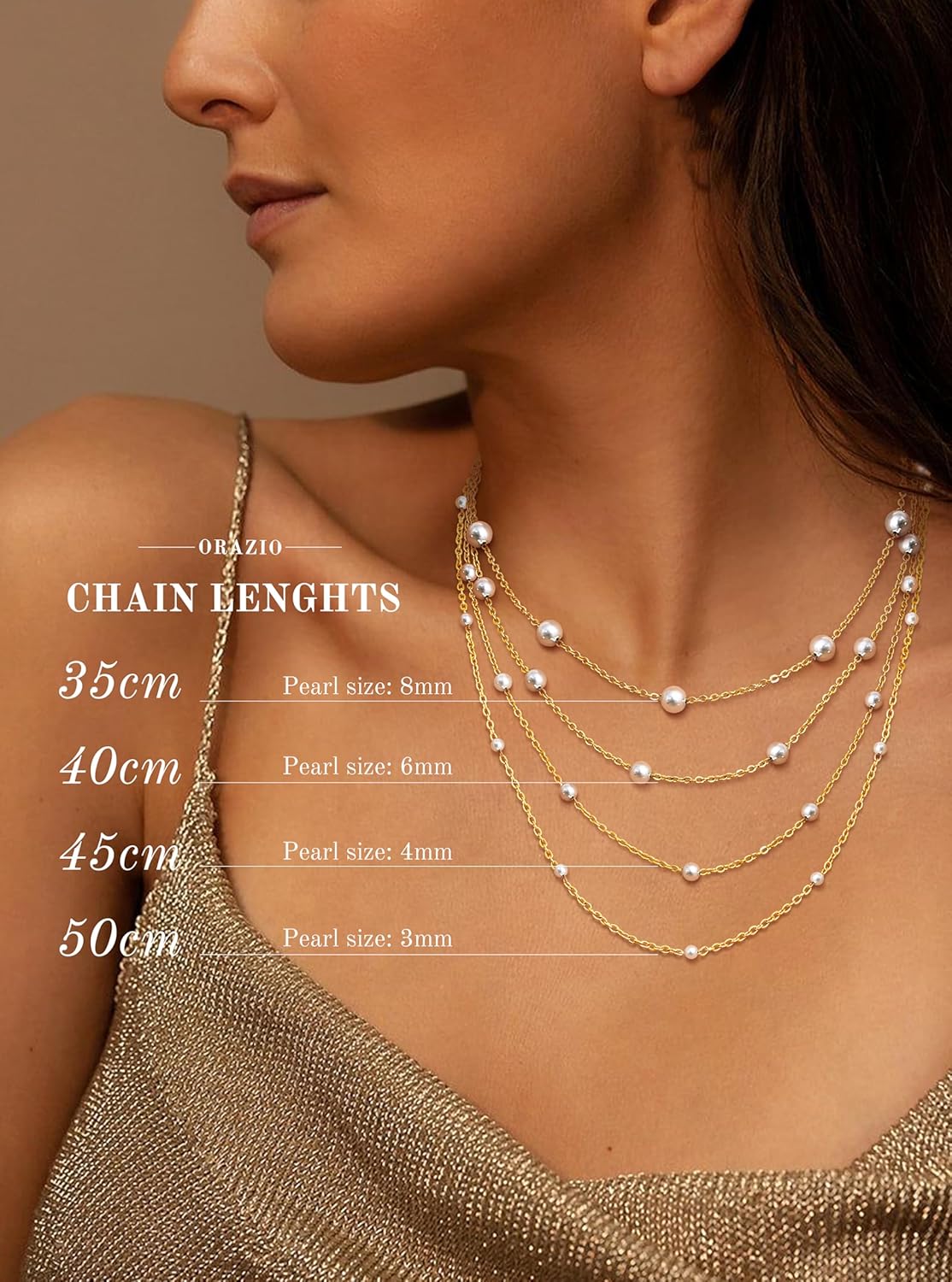 ORAZIO Dainty Gold Pearl Necklaces for Women, 14K Gold/Silver Plated Faux Pearl Choker Necklaces Trendy Small Pearl Necklace Strand Wedding Prom Bridal Pearls Jewelry Gifts - Image 2