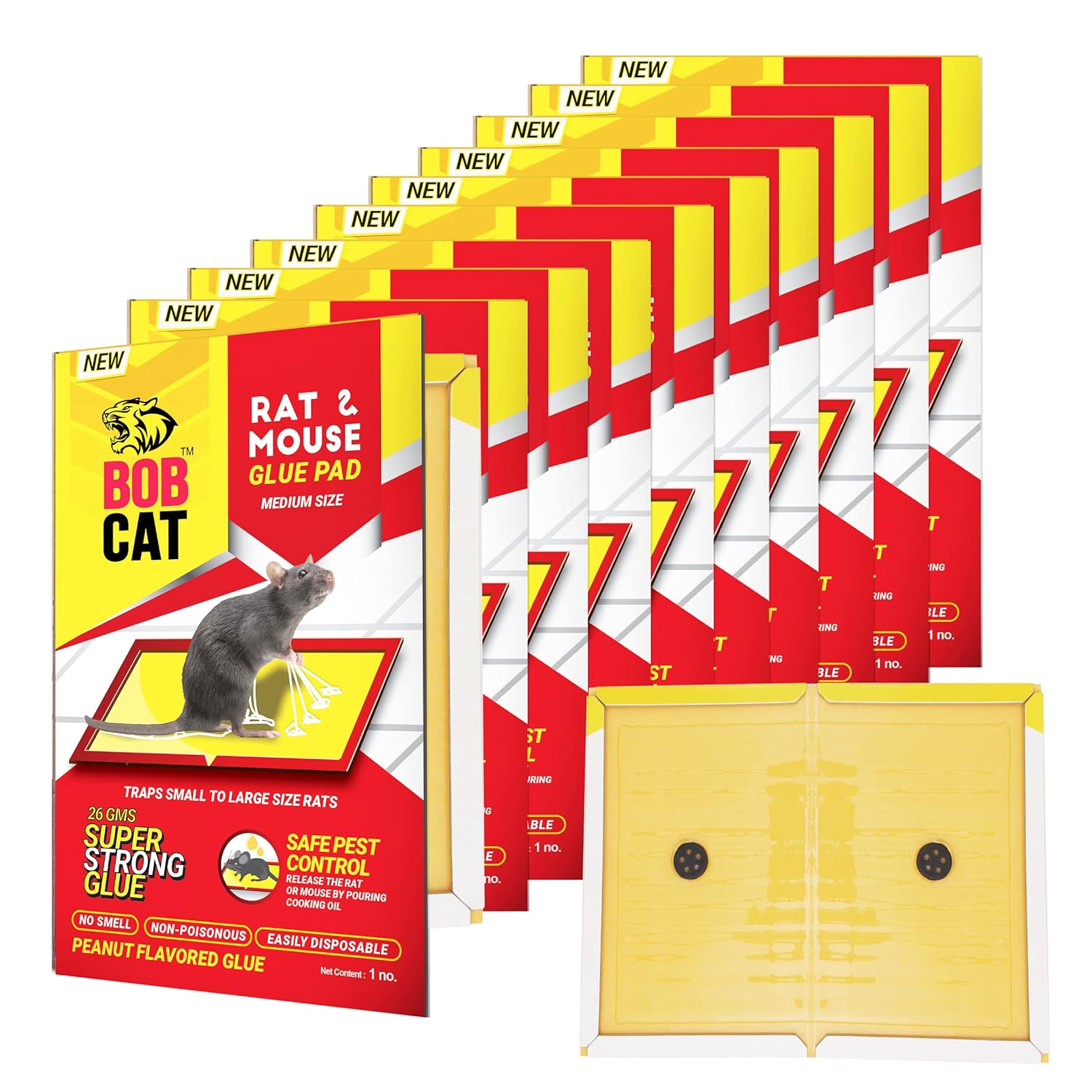 Shadow Securitronics BOB CAT Rat/Mouse Trap Glue Pad, Pack of 10 No Smell, NonPoisonous, Easy