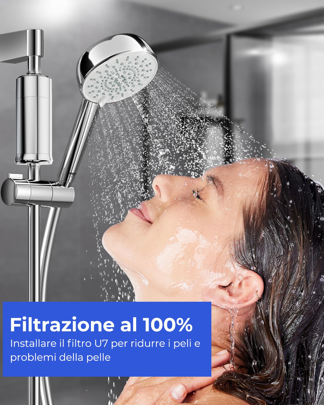 Filtro Acqua Doccia con 2 Cartuccia – Filtro Doccia Anticalcare, Rimuove 99% Cloro e Metalli Pesanti, Protegge Capelli e Pelle – Filtro per Doccia Universale