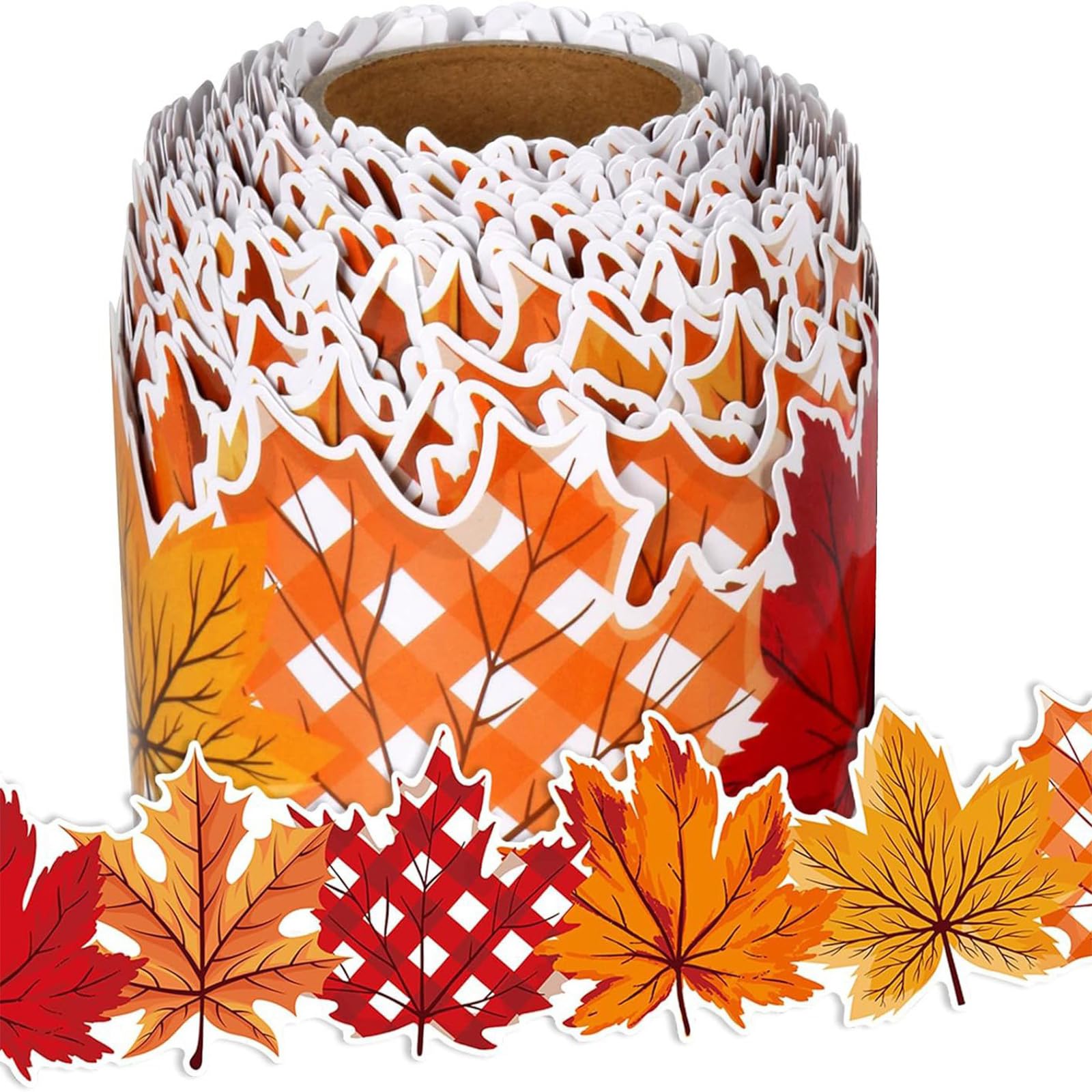 32.8ft Thanksgiving Leaf Border Trim Sticker for Chalkboard Notice Boards Decoration Bulletin Board Borders Trim Sticker Autumn Themed Classroom Supplies