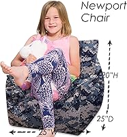 Vista 951 de Posh Creations Puf estructurado cómodo para jugar, leer y ver la televisión, Malibu Lounge, tela de lona para colorear, criaturas